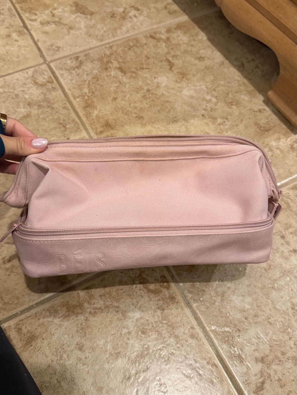 Pink Travel BEIS makeup bag